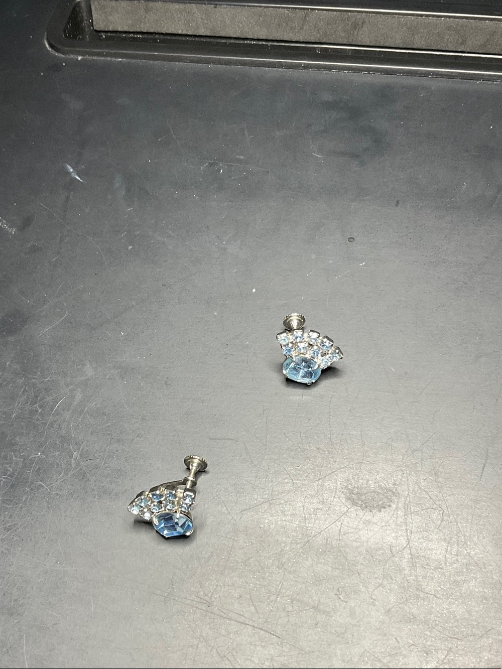 Crystal Accent Light Blue Screw-Back Earrings